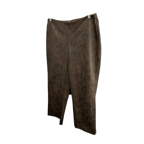 Vintage 90s Brown Crocodile Print Faux Leather Pants By View Moda Italiana Sz 8 - Picture 3 of 9